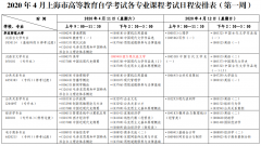 2020年4月上海市高等教育自学考试各专业考试安排（第一周）