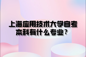 上海应用技术大学自考本科有什么专业？