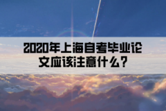 2020年上海自考毕业论文应该注意什么?