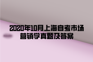 2020年10月上海自考市场营销学真题及答案