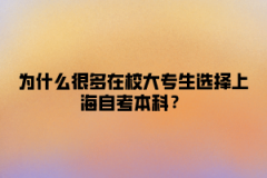 为什么很多在校大专生选择上海自考本科？