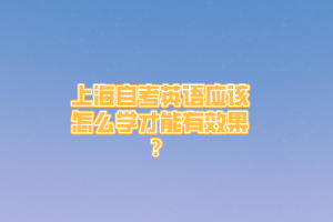 上海自考英语应该怎么学才能有效果？