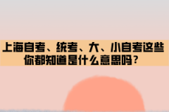 上海自考、统考、大、小自考这些你都知道是什么意思吗？