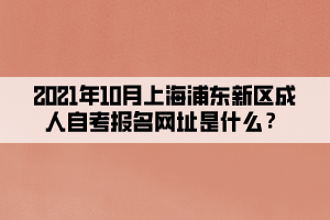 2021年10月上海浦东新区成人自考报名网址是什么？